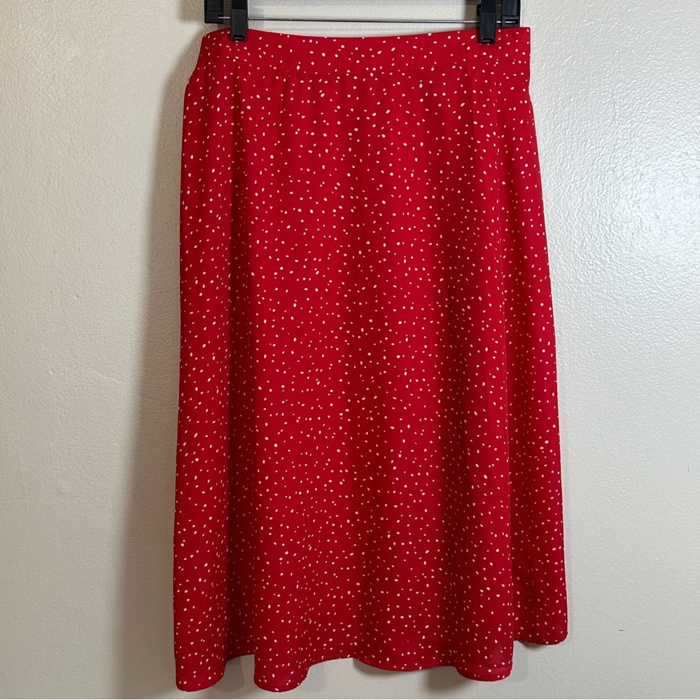 NEW 89th & Madison Red Polka Dot Wrap Skirt - Picture 6 of 7